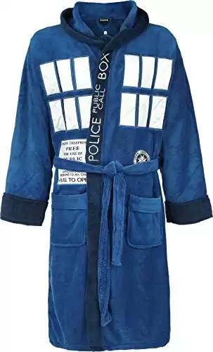 Dr. Who Tardis Unisex Cotton Terry Cloth Bath Robe, Blue, One Size