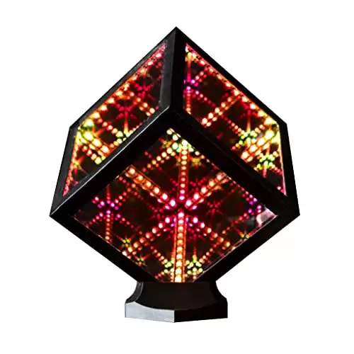 HyperCube Nano Infinity Cube LED Light with Stand - 5.5-Inch Sound Reactive Portable Table Desktop Lamp, RGB App-Enabled Multicolor Decorative Mirror Art Night Light, Cool Party Atmosphere