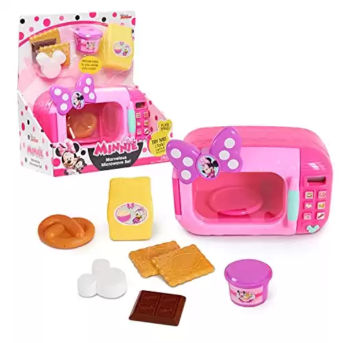 Disney Junior Minnie Mouse Marvelous Microwave Set and Accessories, Pretend Play, Kids Toys for Ages 3 Up by Just Play