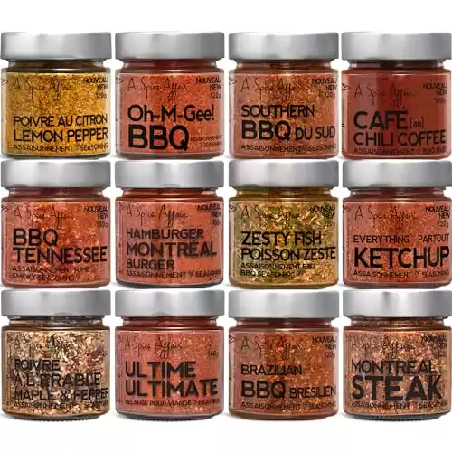 A Spice Affair's Holy Grill 12-Pack BBQ Grill Spice Sets with Spices Included | Barbecue Grill Seasoning Gift Set | Pork Montreal Steak Seasoning, Hamburger, Meat Rub Starter Spice Kit for Grilli...