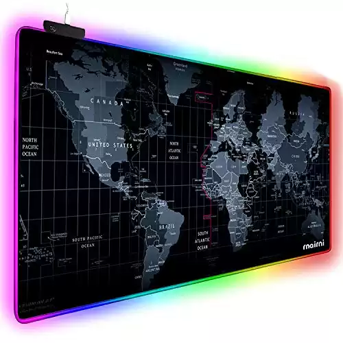 Extended RGB Gaming Mouse Pad, Extra Large Gaming Mouse Mat for Gamer, Waterproof Office Desktop Mat with 10 Lighting Mode, for PC Computer RGB Keyboard Mouse - 31.5'' x 15" x 4mm(Map)