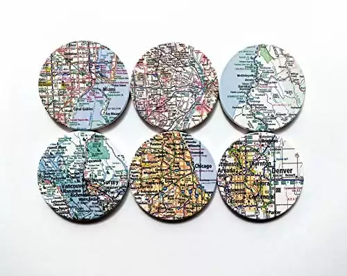 Personalized Map Coasters Ceramic Coasters for Drinks Set Custom State Map Coasters Housewarming New Home First Home Gift
