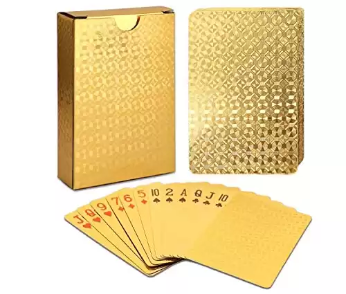 EAY Deck of Cards, Gold Deck of Cards, Gold Playing Cards, Gold Waterproof Playing Cards, Waterproof Playing Cards, Poker Cards, Deck of Waterproof Cards, Use for Party and Game