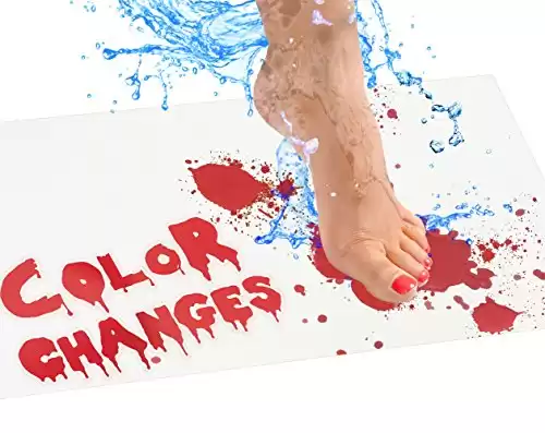 The Original Bloody Bath Mat Color Changing Sheet That Turns Red When Wet | Scary Halloween Decor | Footprints Disappear Like Magic | Prank Novelty Gag Gifts (28"x17")
