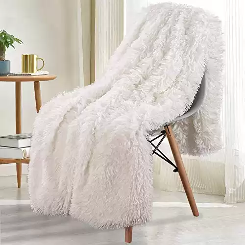 Noahas Shaggy Longfur Throw Blanket with Sherpa Warm Underside, Super Soft Cozy Large Plush Fuzzy Faux Fur Blanket, Lightweight and Washable Kids Girls Room Decorative Blanket, 50''x60'...