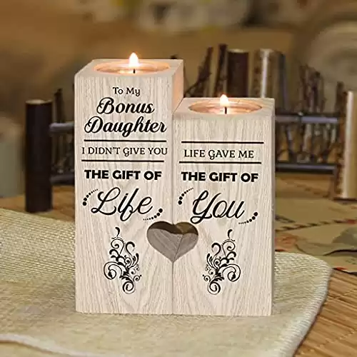 Doptika Candle Holder - for Bonus Daughter - i Didn't Give You The Gift of Life - Gift for Christmas, Birthday from Parents to Daughter (SO) (CH-H001-Dau) (CH-H001-Dau (S_1))