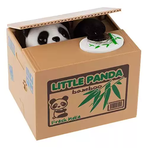Piggy Bank Stealing Coin Cat Box Can Electronic Money Bank Saving Box ATM Bank Safe Locks Panda Smart Voice Prompt Money Piggy Box Great Gift for Any Child (Panda)