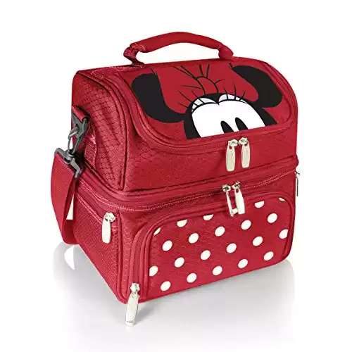 PICNIC TIME Disney Minnie Mouse Pranzo Lunch Bag, Insulated Lunch Box with Utensil Set, Lunch Cooler Bag, (Red)