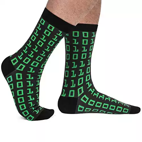 Lavley Funny Socks for Book Lovers, Teachers, Nerds, and Geeks - Unisex for Men, Women, and Teens (US, Alpha, One Size, Regular, Regular, IO Binary Code)