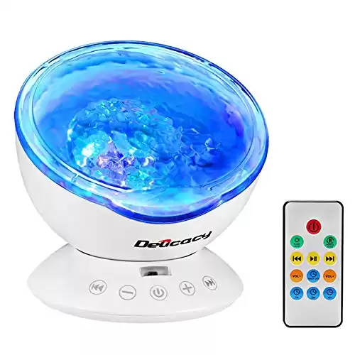 Ocean Wave Projector,Delicacy 12 LED Remote Control Undersea Lamp 7 Color Changing Music Player Night Light Projector for Kids Adults Bedroom Living Room Decoration