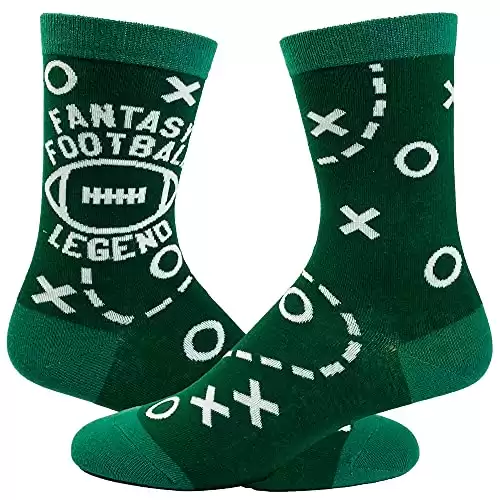 Crazy Dog T-Shirts Mens Fantasy Football Legend Socks Funny Sarcastic Game Day Tailgate Gift for Dad Statement Sock
