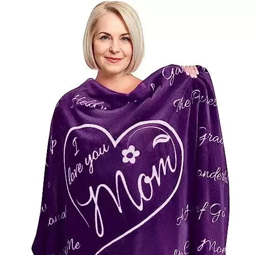 I Love You Mom Gift Blanket