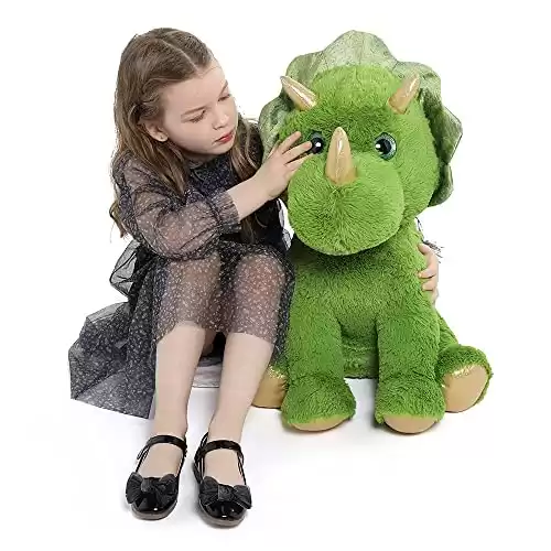 Muiteiur Large Triceratops Stuffed Animal, Dinosaur Stuffed Animal for Boys Girls, Giant Soft Dinosaur Plush Toys, Green Triceratops Toy Gift for Children's Day Decoration, 24.4 inch