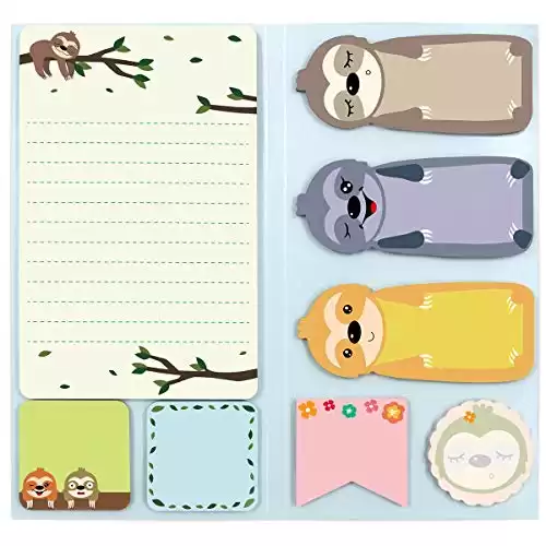 Sloth Sticky Notes Set Sticky Notepads 240 Sheets Book Notes for Sloth Lovers Kids Office School Friends Teacher Gifts Lazy Day Small Gifts