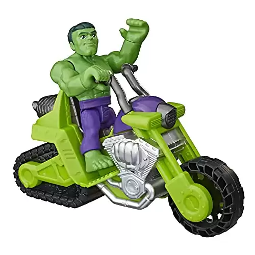 Playskool Super Hero Adventures Playskool Heroes Marvel Hulk Smash Tank, 5-Inch Figure and Motorcycle Set, Toys for Kids Ages 3 and Up , Green