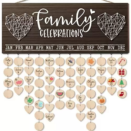 Family Celebrations Reminder Calendar with Dates