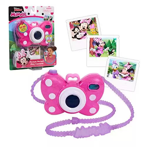 Disney Junior Minnie Mouse Picture Perfect Pretend Play Camera, Lights, Realistic Sounds, Officially Licensed Kids Toys for Ages 3 Up by Just Play