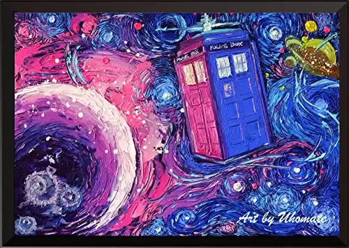 Uhomate Tardis Dr Who Doctor Telephone Booth Wall Decor Vincent Van Gogh Starry Night Posters Home Canvas Wall Art Print Nursery Decor Living Room Wall Decor A099 (24X30)