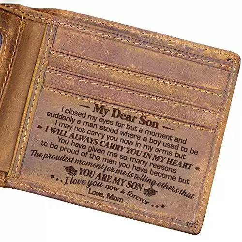 DOPTIKA Son Gifts from Mom, Wallets for Men, Wallet for Teen Boys, Gift for Son, Graduation Gifts, Wallet for Son from Mom, Mens Wallets, Mens Wallets Bifold Leather, Wallet for Men