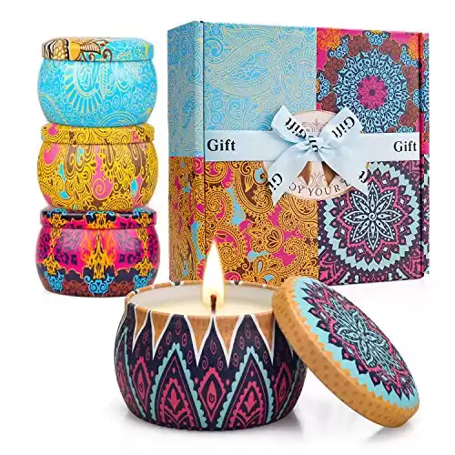 YMing Scented Candles Gifts Set for Women Candles for Home Aromatherapy Soy Wax Fragrance for Birthday, Thanksgiving, Christmas Day Mom Friend Wife Sister Women's Day 4 Pack (Classic Suit)