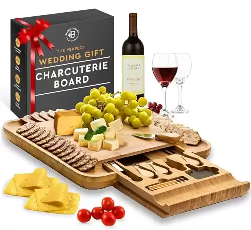 Organic Bamboo Cheese Charcuterie Board Set