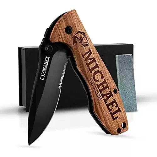 Personalized Engraved Oak Pocket Knife