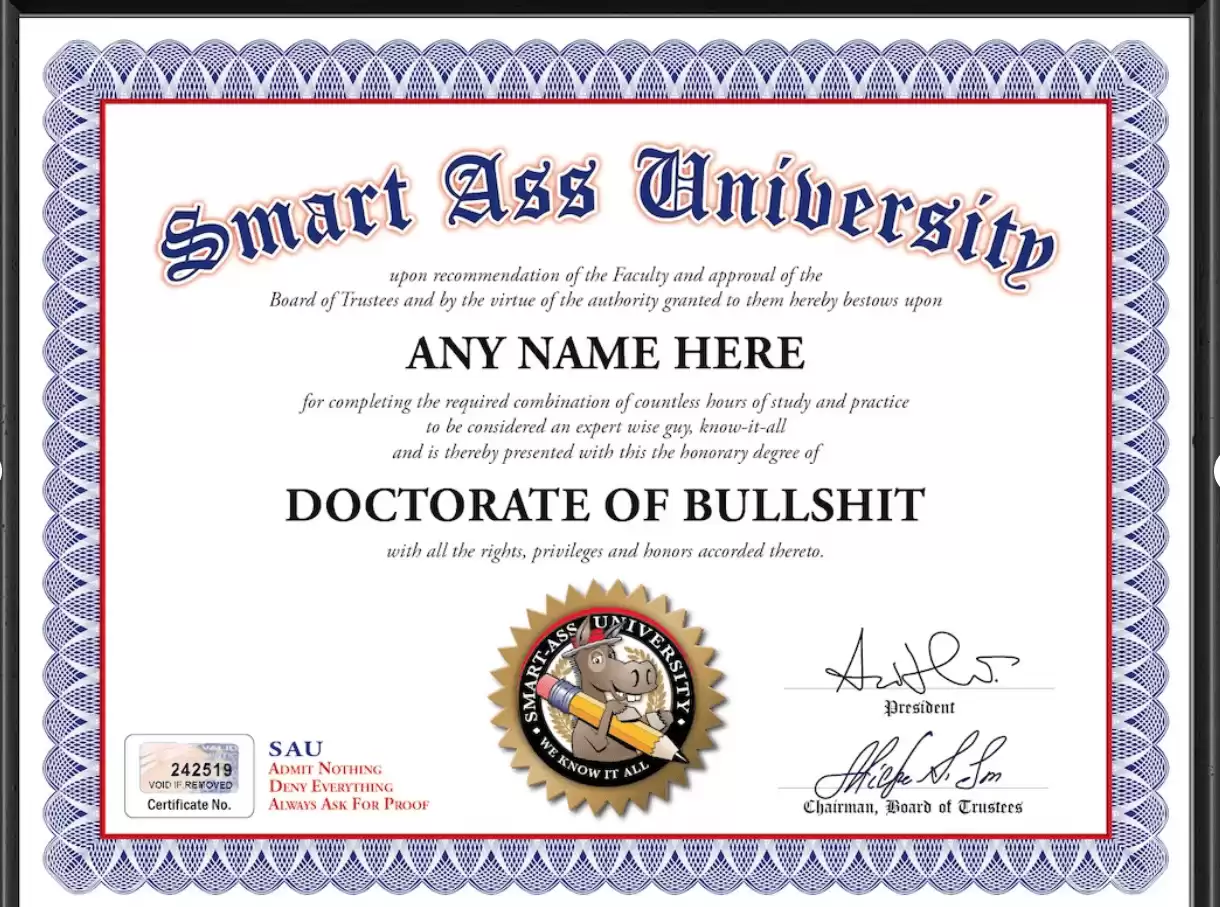 Smart Ass University Certificate