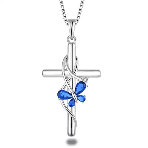 Sterling Silver Butterfly Cross Necklace