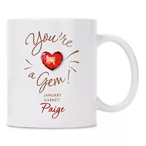 January Birthstone Garnet Personalized Mug