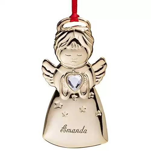 Personalized Angel with Heart Birthstone Ornament