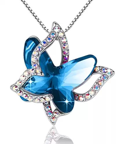 Bermuda Sapphire Butterfly Crystal Necklace