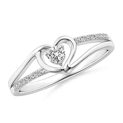 Natural Diamond Split Shank Heart Ring