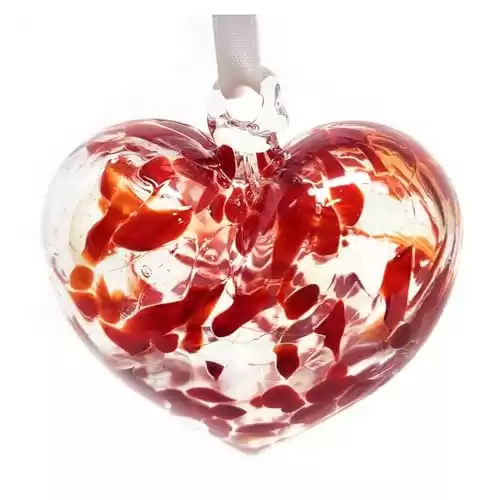 Ruby Blown Glass Heart Ornament