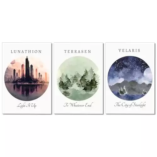 3 Piece Sarah J Maas Books Poster Art