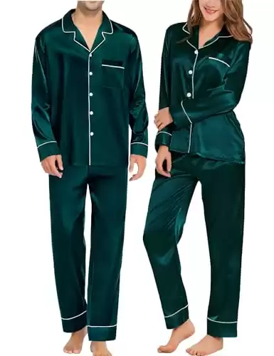 Couples Silk Satin Matching Pajamas Sets